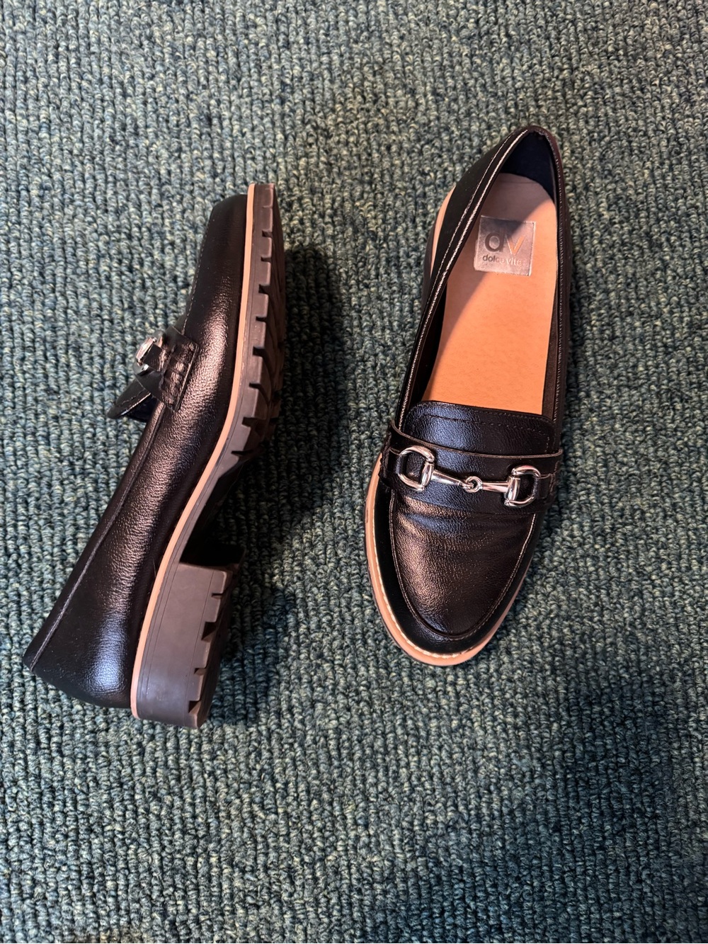 Dolce Vida Black Leather Loafers with Metal Bit